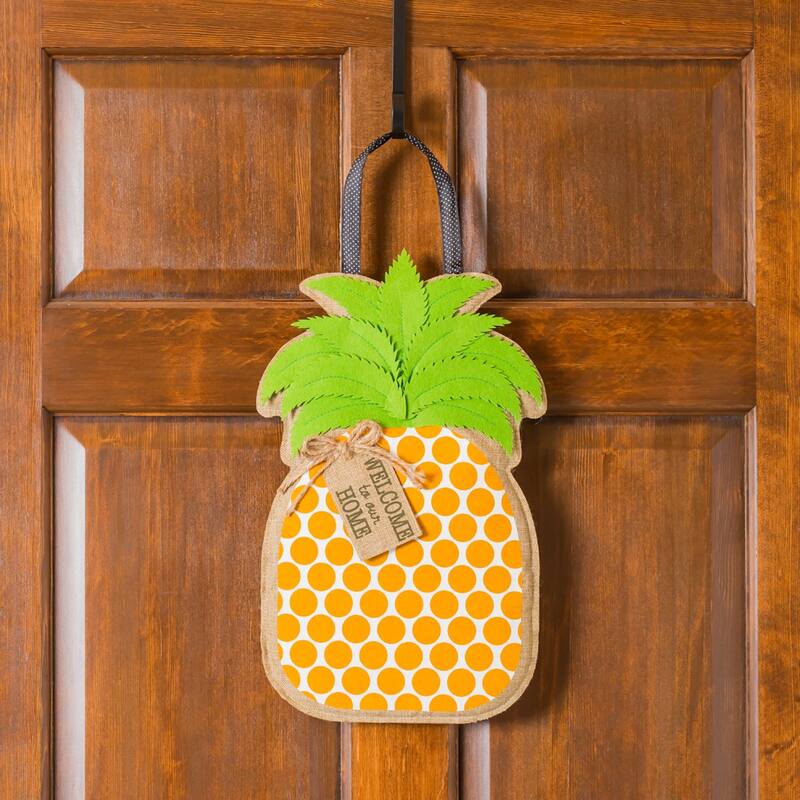 Pineapple Greeting Burlap Door Decor