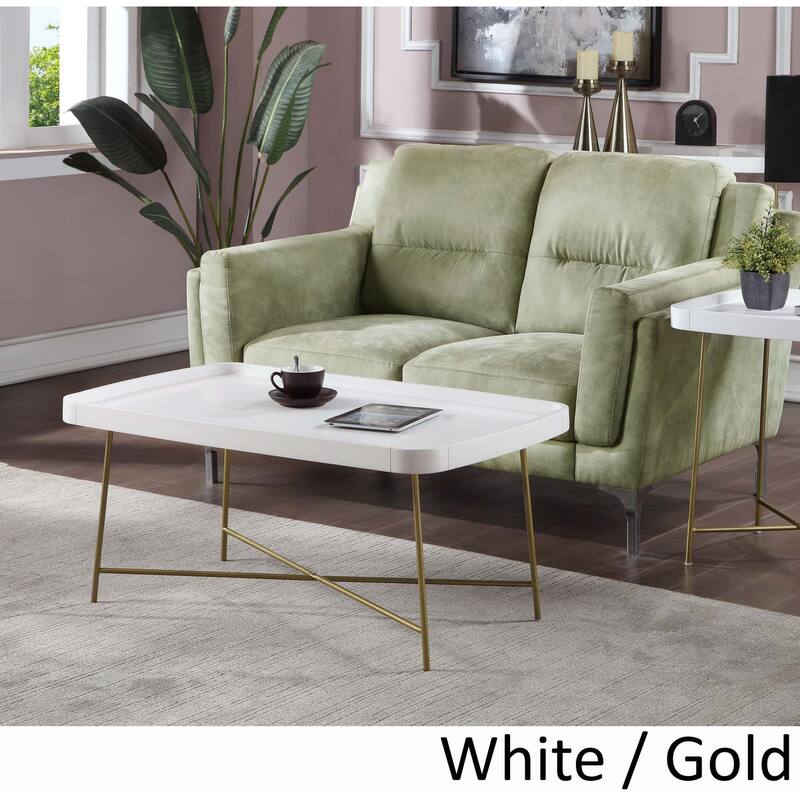 Convenience Concepts Lunar Coffee Table - White / Gold