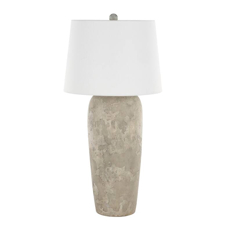 Light Brown, Black or Brown Ceramic Tall Distressed Antique Style Textured Room Table Lamp with Cream Linen Shade