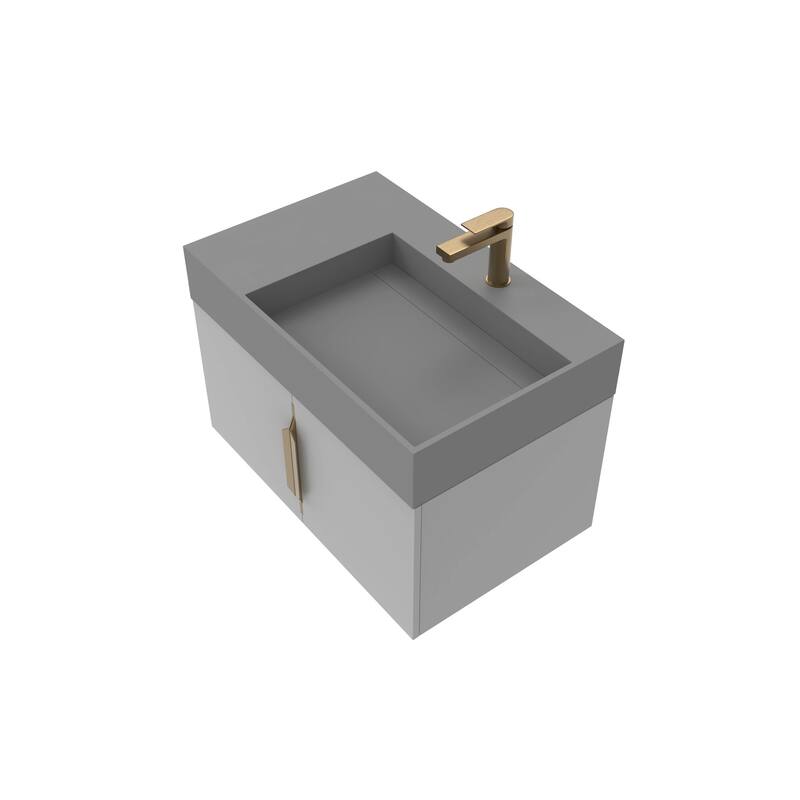 Amazon 30" Wall Mounted Bathroom Right Basin Vanity Set w/ Gray Top