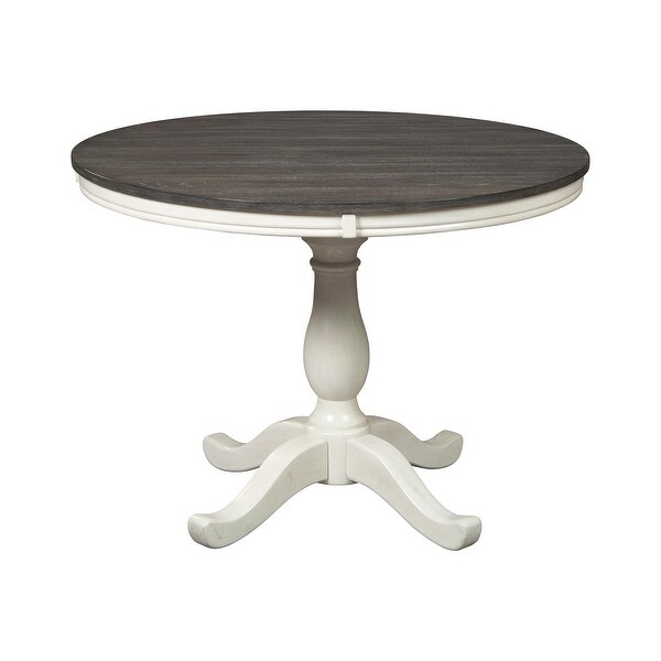 Signature Design by Ashley Nelling Ivory and Brown Wood Dining Table - 42''W  x  42''D  x  30''H