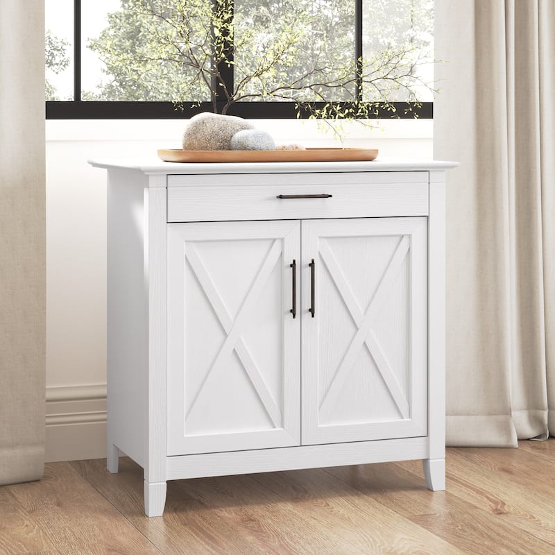 Key West Secretary Desk with Storage Cabinet by Bush Furniture - Pure White Oak