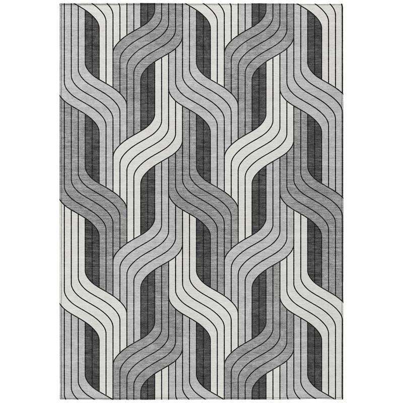 Machine Washable Indoor/ Outdoor Modern Pathway Chantille Rug