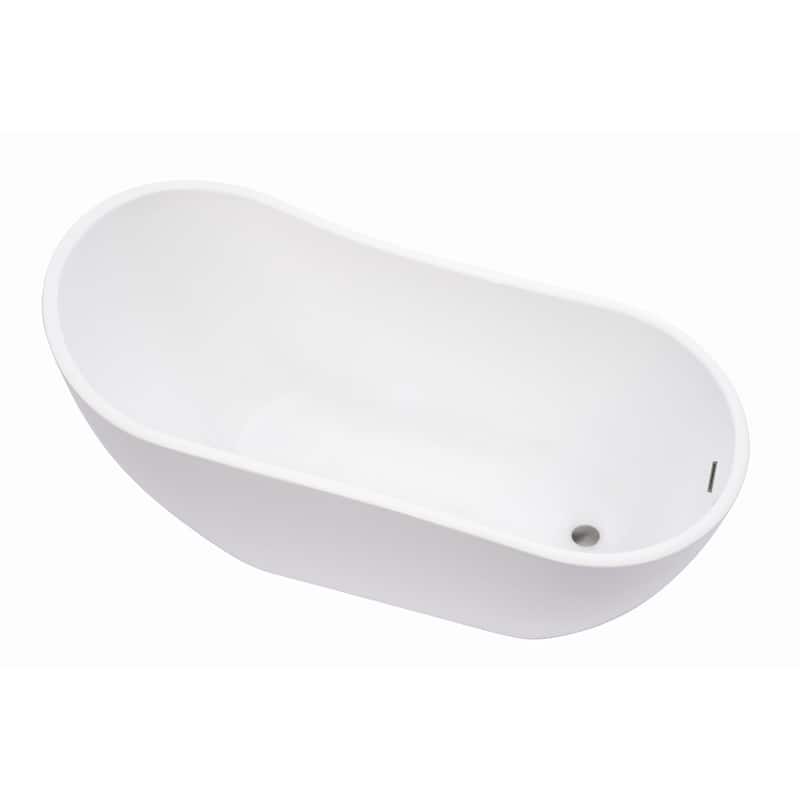 Vanity Art 59-Inch Acrylic Freestanding Soaking Bathtub with Overflow & Pop-up Drain - 59"