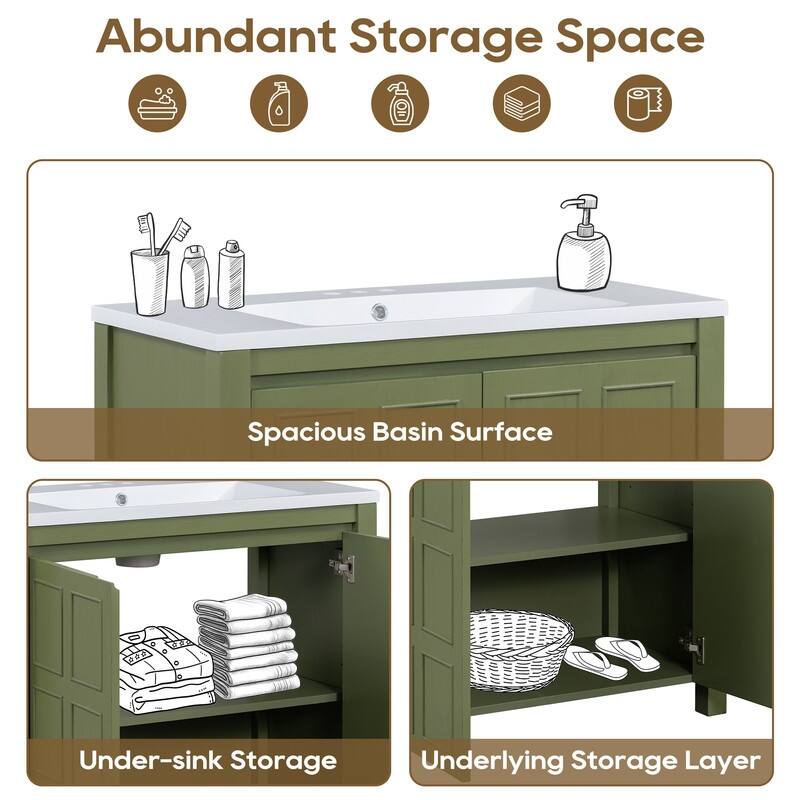 36" Retro Bathroom Vanity Organizer with Sink, Combo Cabinet Set, Bathroom Storage Cabinet