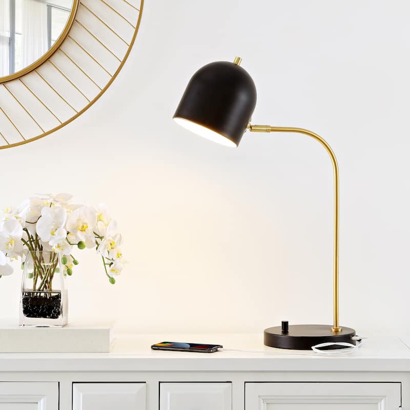SAFAVIEH Lighting 24-inch Drina Gold/ Black Task LED Table Lamp. - 16" W x 8" D x 24" H