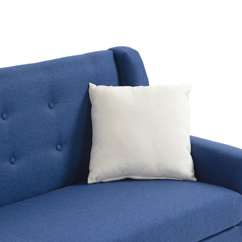 Mid-Century 63-Inch Linen Tufted Loveseat Sofa with Pillows