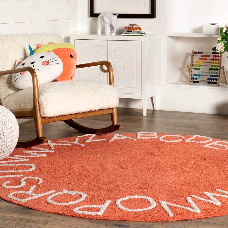 Nuloom Alphabet SpinClean Washable Round Rug
