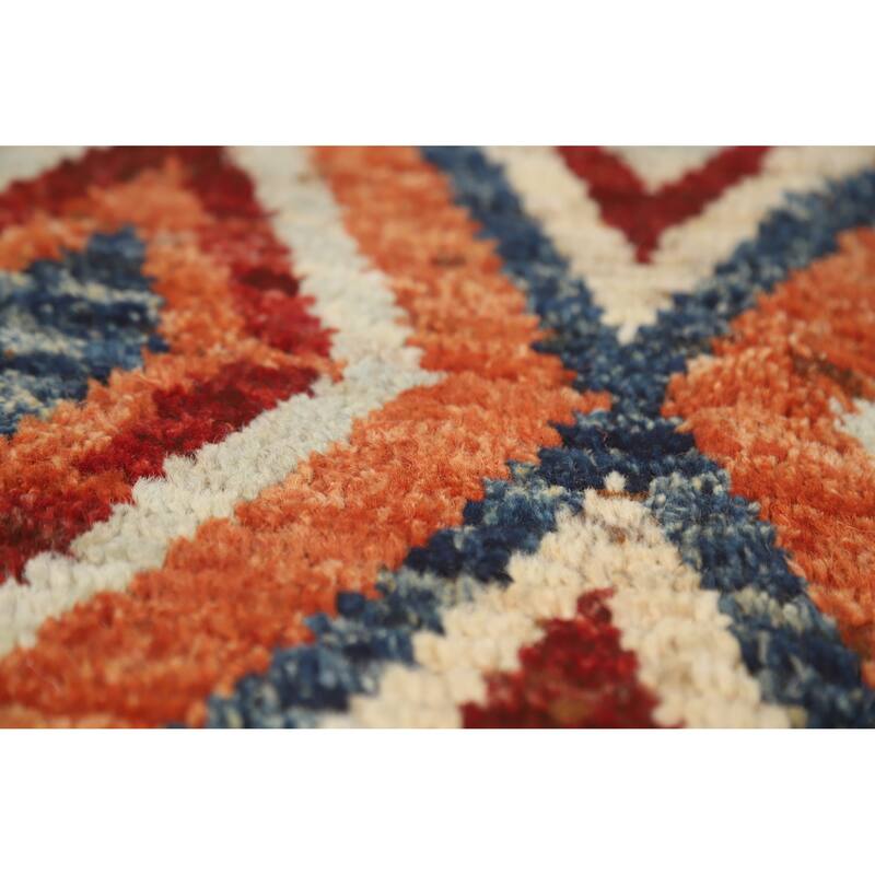 Moroccan Oriental Area Rug Hand-Knotted Orange Wool Carpet - 8'4" x 10'0"