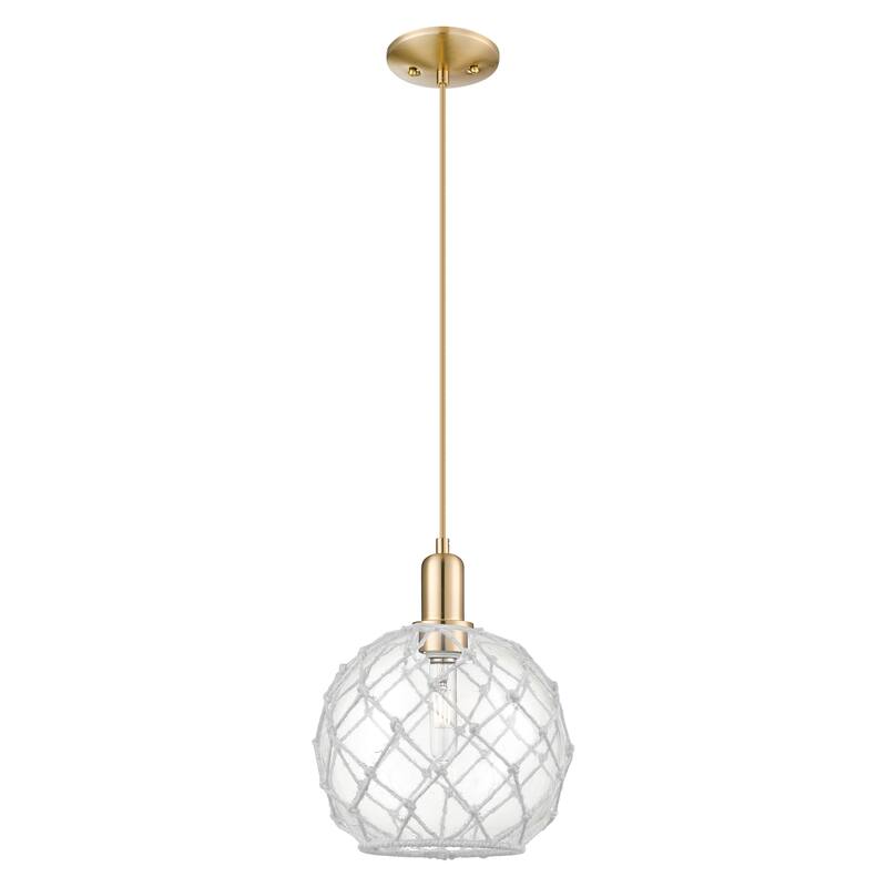 Innovations Lighting Endless Possibilities Arcadia - Farmhouse Rope - 1 Light 10" Cord Hung Mini Pendant - Clear Glass with White Rope/Champagne Bronze