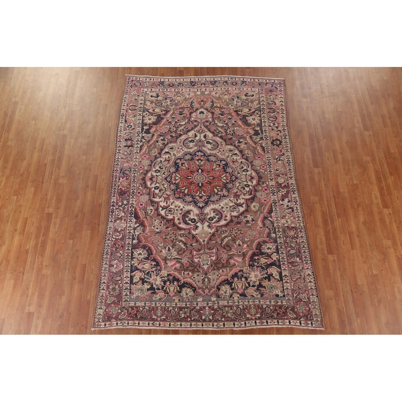 Geometric Bakhtiari Persian Vintage Area Rug Hand-knotted Wool Carpet - 6'8" x 10'0"