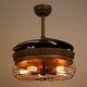 preview thumbnail 5 of 7, Industry 46-inch Bronze Industrial Weathered Oak Retractable Ceiling Fan