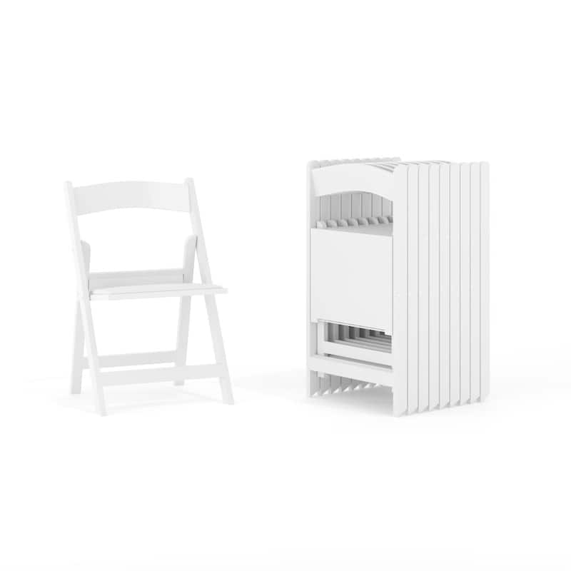 10Pk Kids Resin Folding Chair with Vinyl Padded Seat - 12.25"D x 13.25"W x 21"H - White