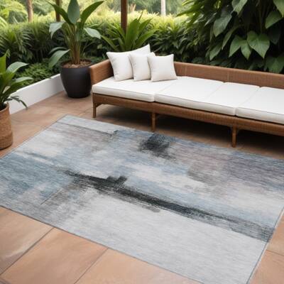 HomeRoots Abstract Transitional Rectangle Outdoor Rug
