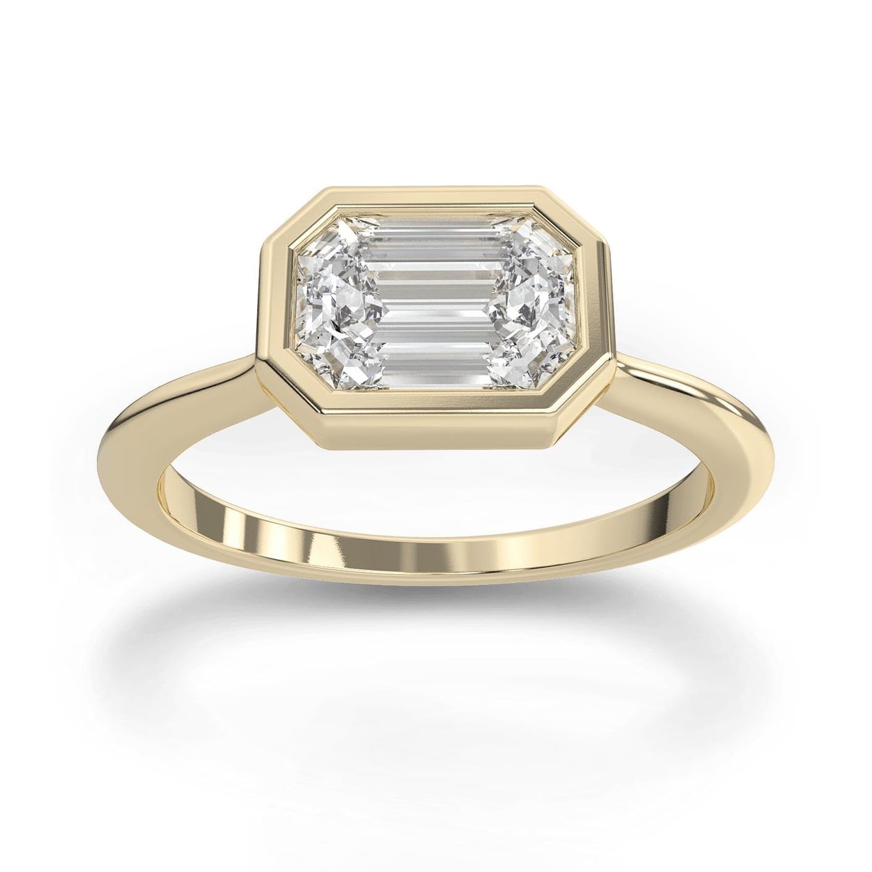 2 Ct Emerald Cut Solitier Moissanite Diamond Engagement Ring In 14k Yellow Gold 2 Ct Emerald Cut Solitier Moissanite Diamond Engagement Ring In 14k Yellow Gold
