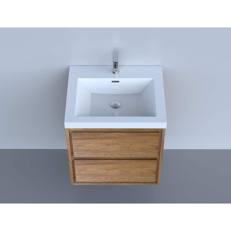 Sage 24" wall mounted bathroom vanity with single basin acrylic top
