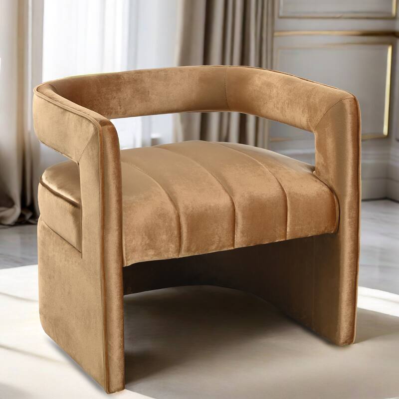 24.25" Velvet Accent Chair with Ribbed Detail