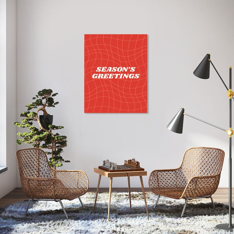 Wynwood Studio Canvas Typography and Quotes Season's Greetings Disco Red Red Modern & Contemporary Wall Art Canvas Print - 30 x 36