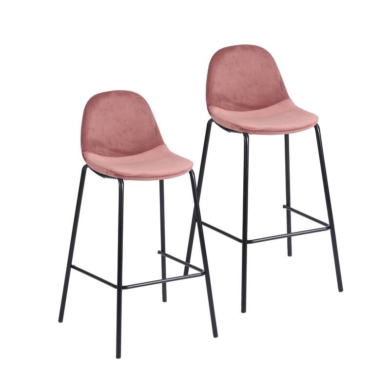 Porthos Home Tam Bar Stools Set Of 2, Velvet Upholstery, Iron Legs