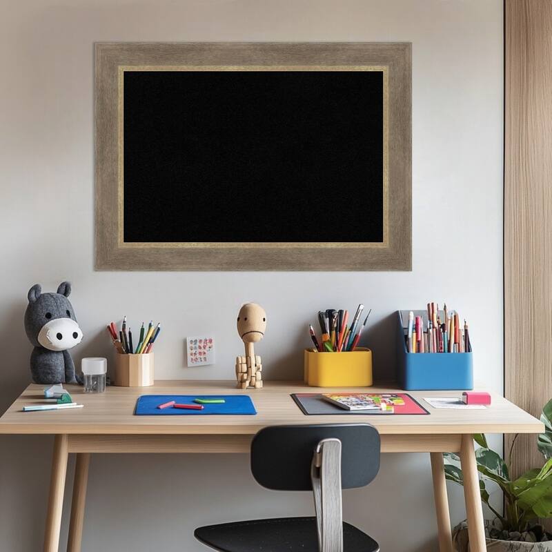 Driftwood Tan Wood Framed Cork Board - Bulletin Board, Organization Board, Pin Board