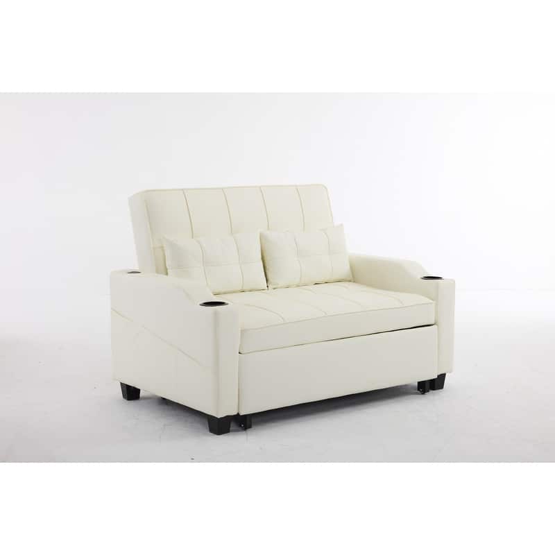 Tufted Upholstered Leather Sleeper Sofa Bed