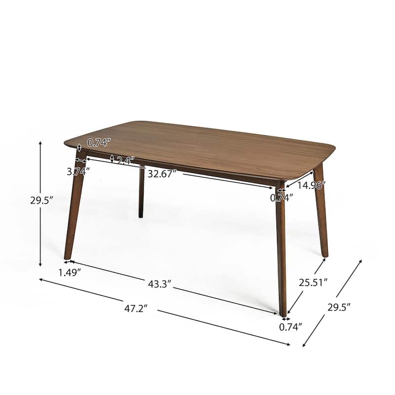 Christopher Knight Home - Megann Mid-Century Modern 5-Piece Rectangular Wood Dining Set with Upholstered Chairs