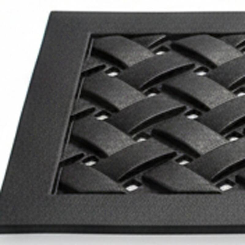 HomeRoots Set Of Six Black Lattice Outdoor Rubber Stair Treads - 9.00' X '30.00