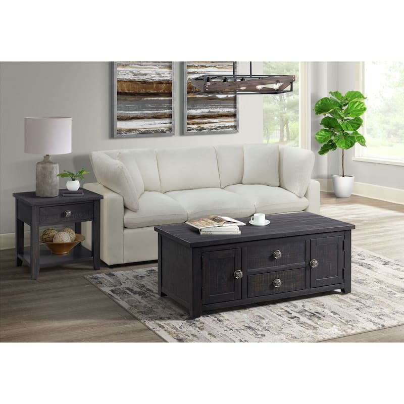 Contemporary End Table with Drawer & Shelf - Living Room Accent Table, Espresso Finish - 25