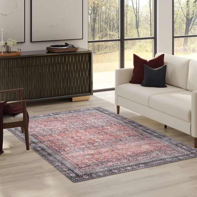 Thomasville Emporia Industrial Old World Chenille Machine Washable Non-Slip Flat Pile Area Rug Collection - 5'x7' - Fardad Brown - Rectangle