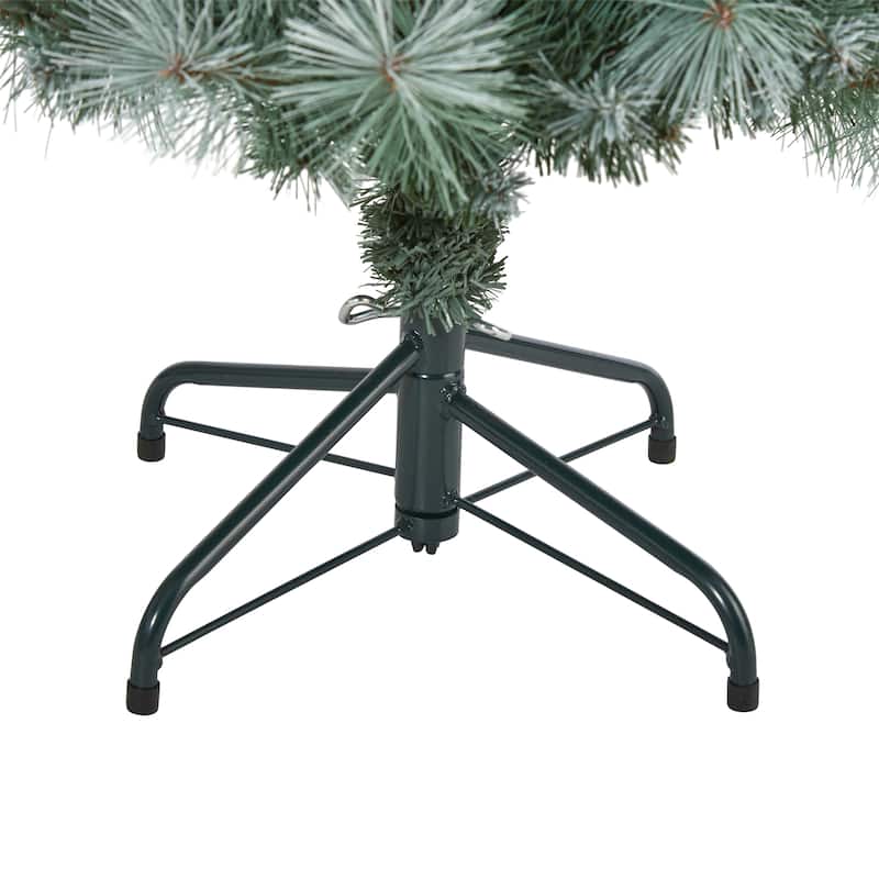 4’ Pre-Lit Frosted Tip Columbia Pine Artificial Christmas Tree, Clear LED Lights - 4 Foot