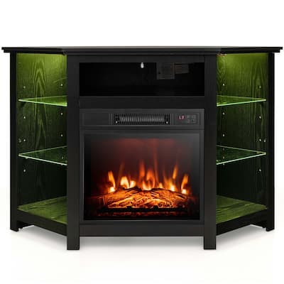 Costway Fireplace TV Stand w/ Led Lights & 18" Electric Fireplace for - See Details