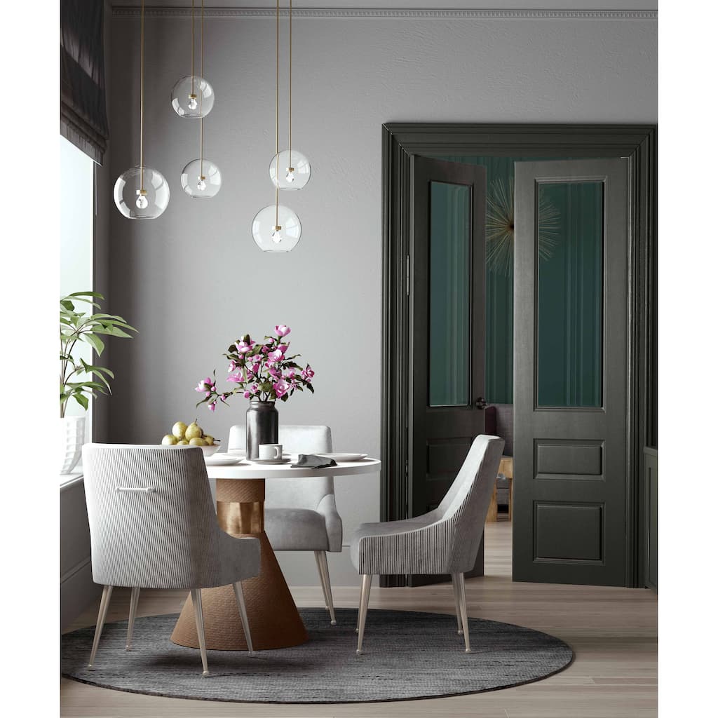 Carson Carrington Tasback Pleated Light Grey Velvet Side Chair