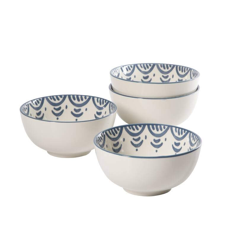 Bloomhouse - 2-Time Oprah's Favorite Things - Valencia Flor 4 Piece 6" Cereal Bowl Set, Stoneware Floral Decal Design