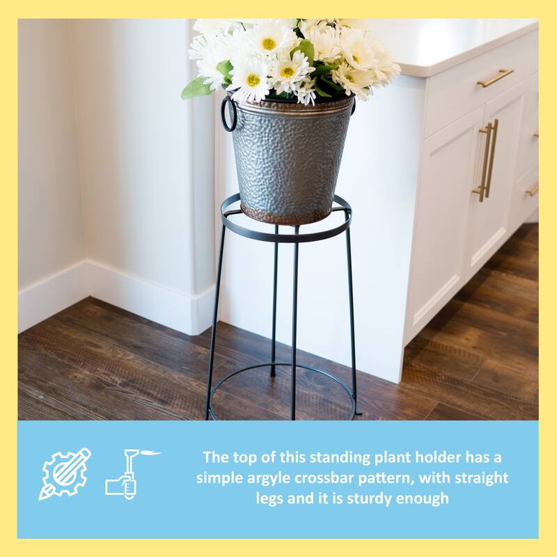Achla Designs Indoor Outdoor Diamond Shaped Argyle Plant Stand IV, 24 Inch Tall, Roman Bronze Powder Coat Finish
