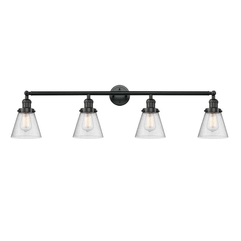 Innovations Lighting 215-10-42 Cone Vanity Cone 4 Light 42" Wide - Matte Black / Seedy