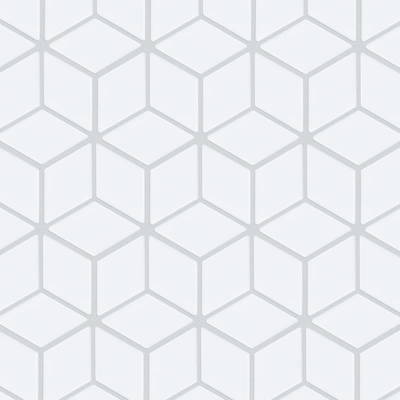 Merola Tile Hudson Rhombus Glossy White 10-1/4" x 11-3/4" Porcelain Floor and Wall Tile