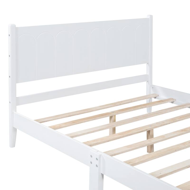 Wood Platform Bed Frame with Rectangular Headboard
