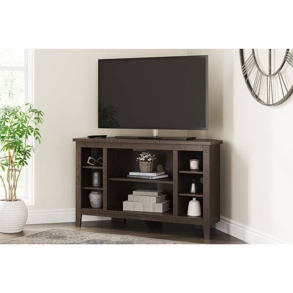 Mobile TV Angolare Signature Design By Ashley Dorrinson – Bianco E Grigio, 4 Ripiani, Adatto Per TV Fino A 48 Pollici, Stile Moderno Fattoria