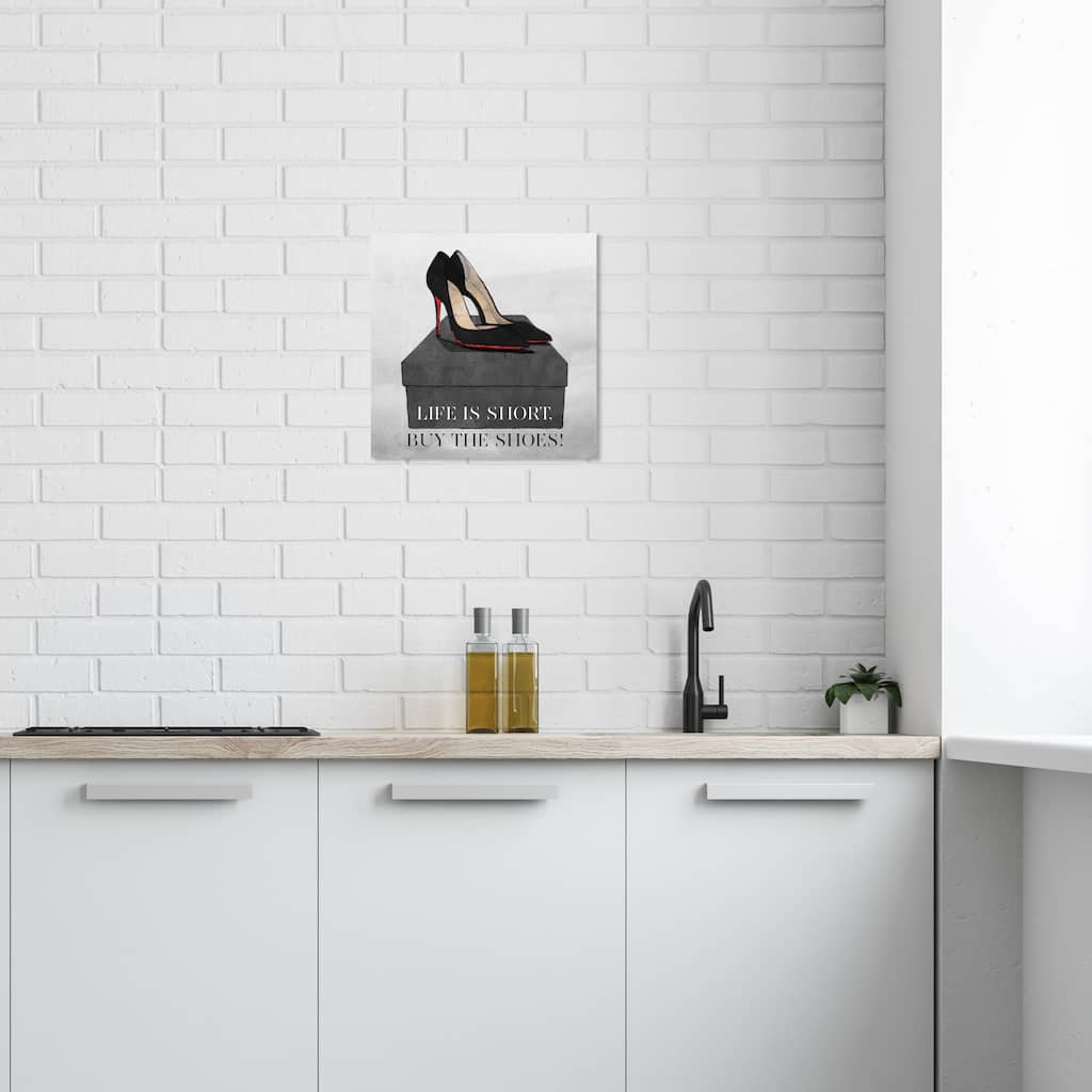 Wynwood Studio Canvas Fashion and Glam Life Is Short Black Shoes Black and Glam Wall Art Canvas Print