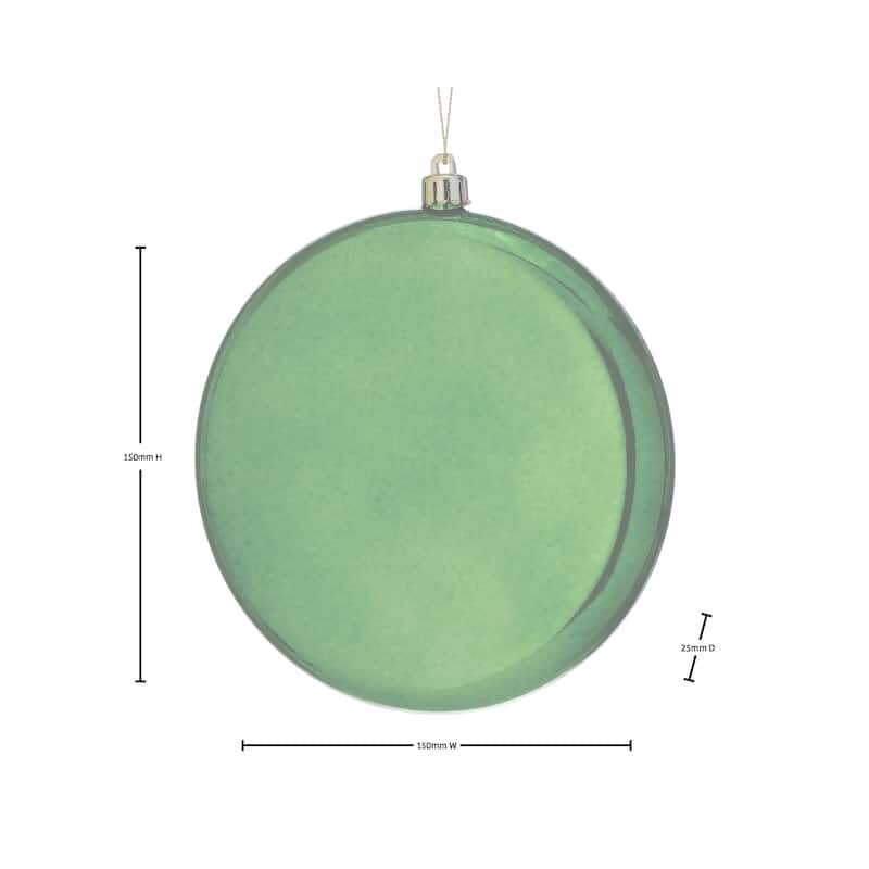 150mm Shatterproof Plastic Pearl Round Disk Ornament Set of 4