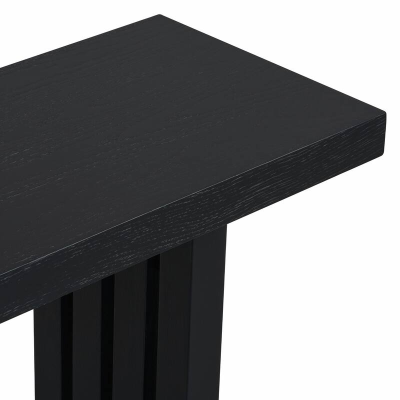 Uniquely Designed Oak Veneer Console Table with Distinctive Side Shapes