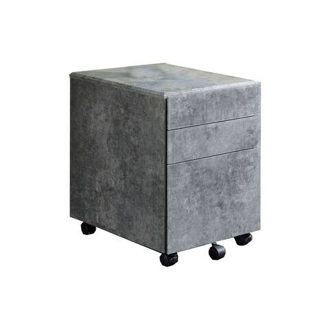Contemporary Style File Cabinet with 3 Storage Drawers and Casters, Gray - 22 H x 19 W x 16 L Inches