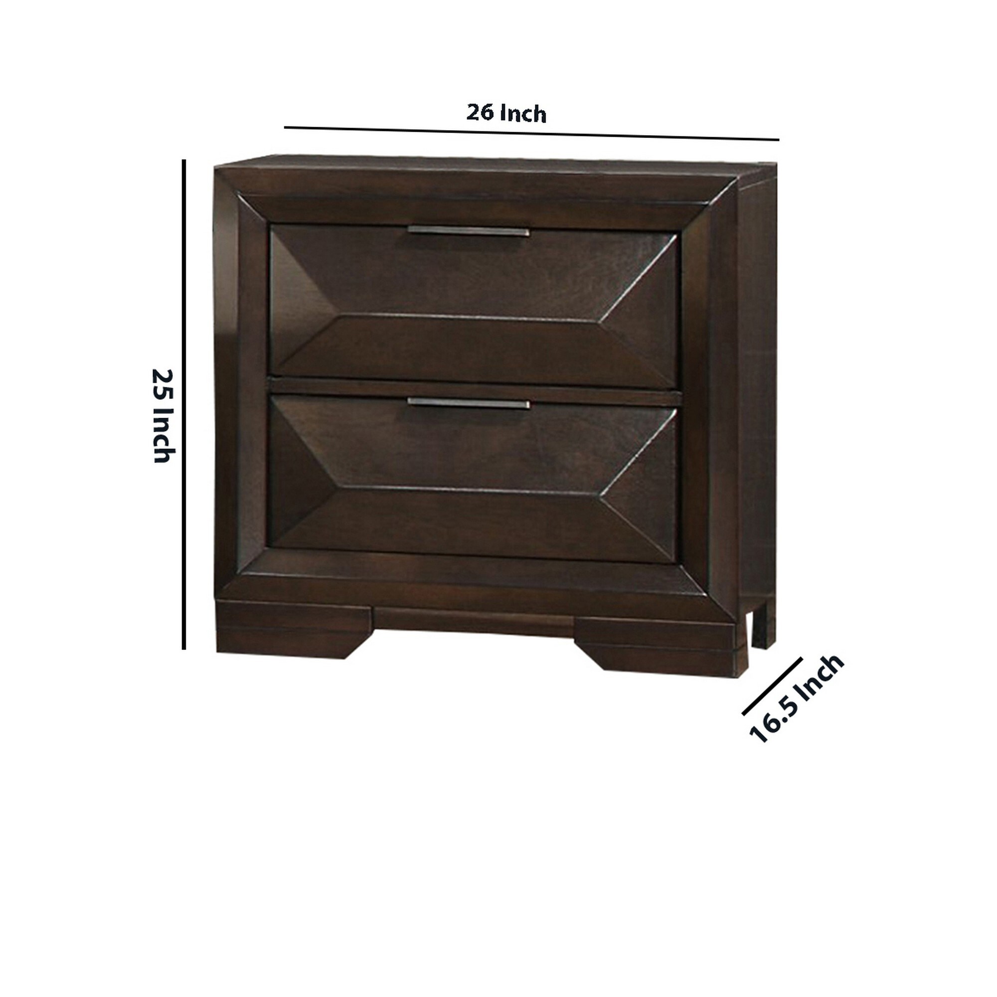 Shop 2 Drawer Modern Wooden Nightstand With Raised Front Panel Dark Brown Overstock 31622368