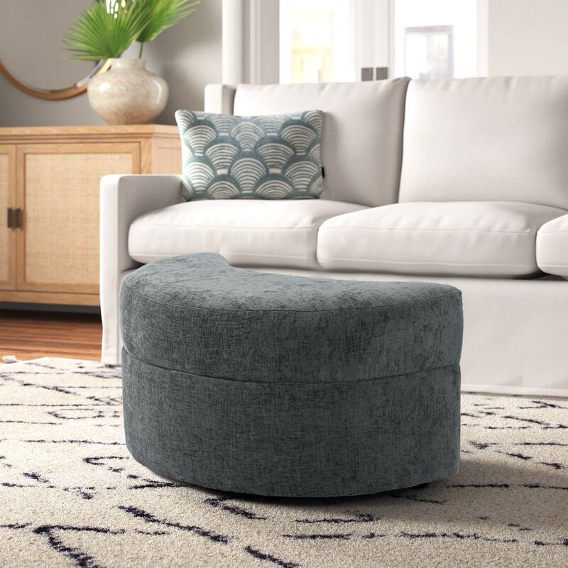 Moon Chenille Upholstered Storage Ottoman