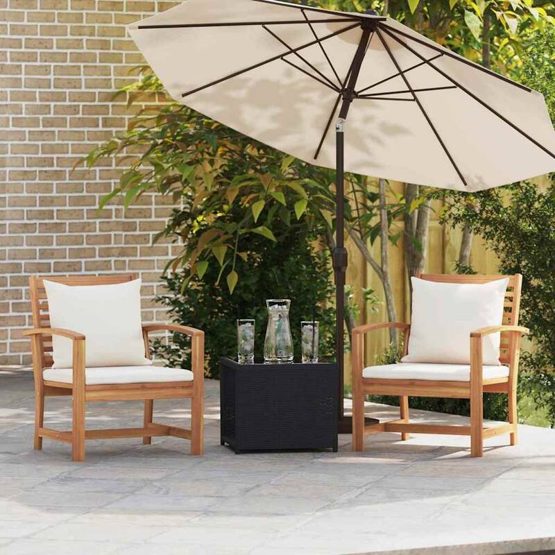 vidaXL Garden Chairs 2 pcs Natural 60 x 65 x 76.5 cm Solid teak wood - 23.6 x 25.6 x 30.1 inch - Natural and cream-2x chair