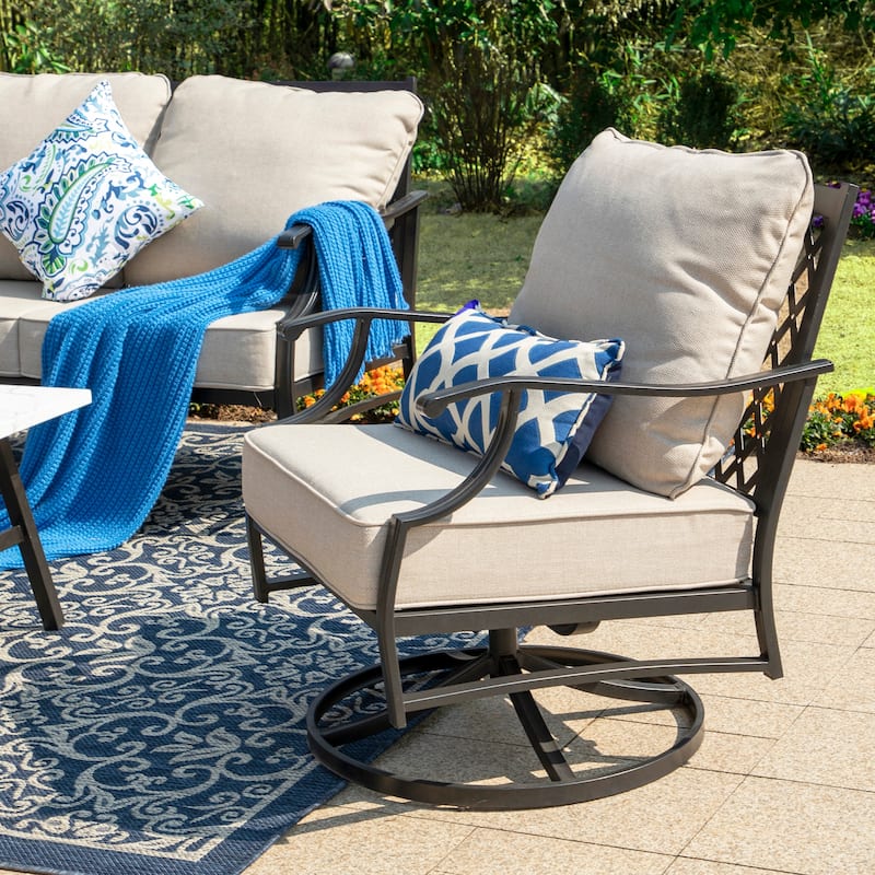 MAISON ARTS Patio Conversation Sets 5/7/9-Seat, Sofa Set with 2 Single Sofa Chairs, 3-Seater Sofa, Ottoman and Coffee Table