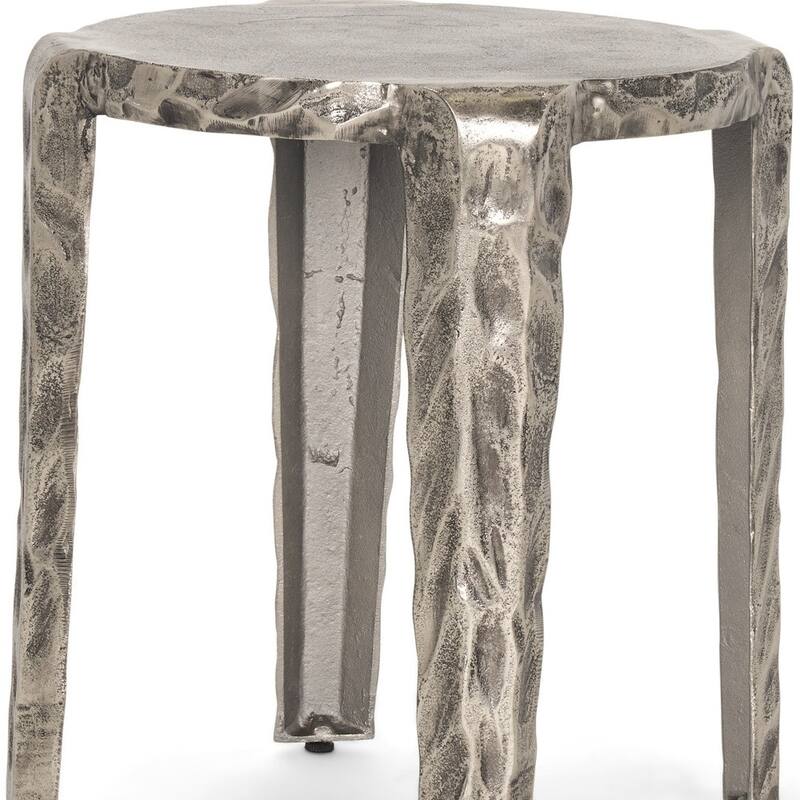 HomeRoots 20" Silver Iron and Metal Tray Table - 20.00 in. x 21.00 in. x 20.00 in.