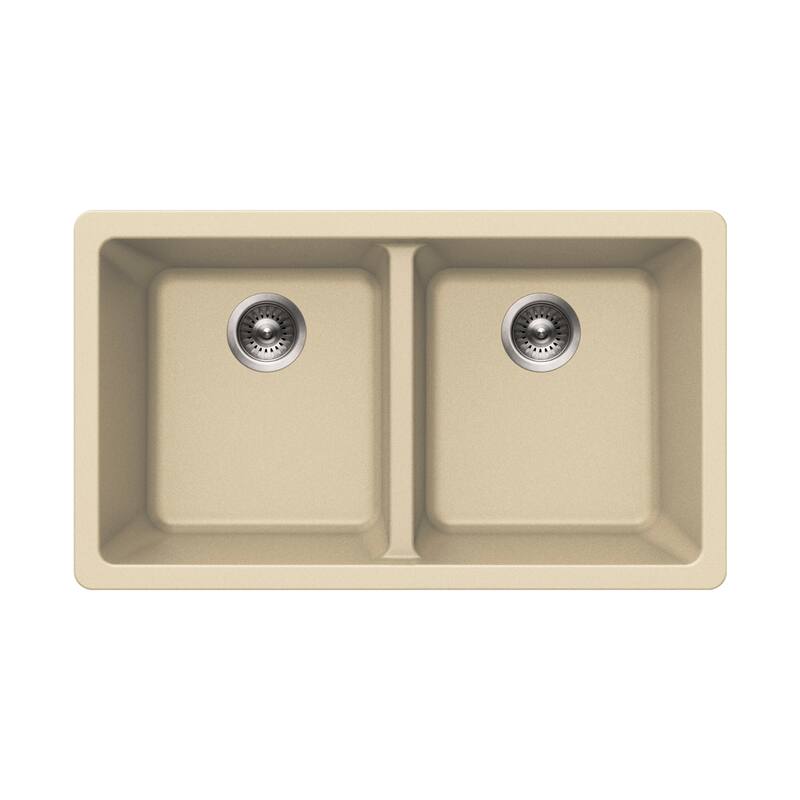 Houzer M-300U Quartztone 31-1/8" Undermount Double Basin Granite - Sand