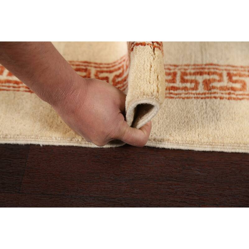 Bordered Neutral Gabbeh Kashkoli Oriental Runner Rug Wool Hand-knotted - 2'5" x 9'10"