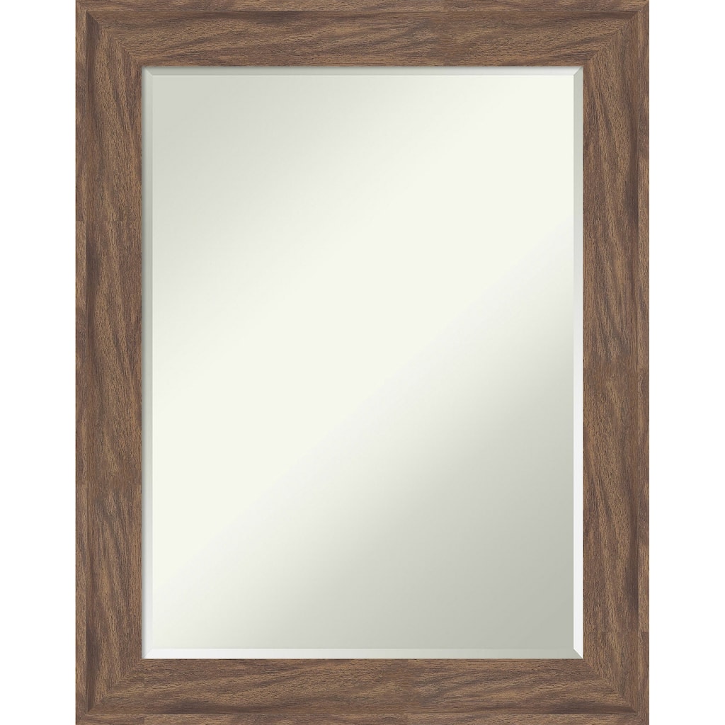 Pia Half-Inch-Bevel Framed Bathroom Vanity Wall Mirror - Pia Medium Brown - 23 x 29 in